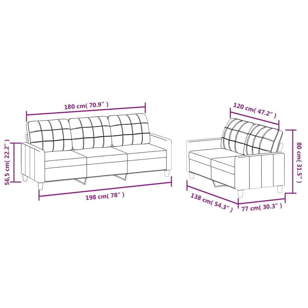 Set di Divani 2 pz con Cuscini Rosso Vino in Similpelle 3201381