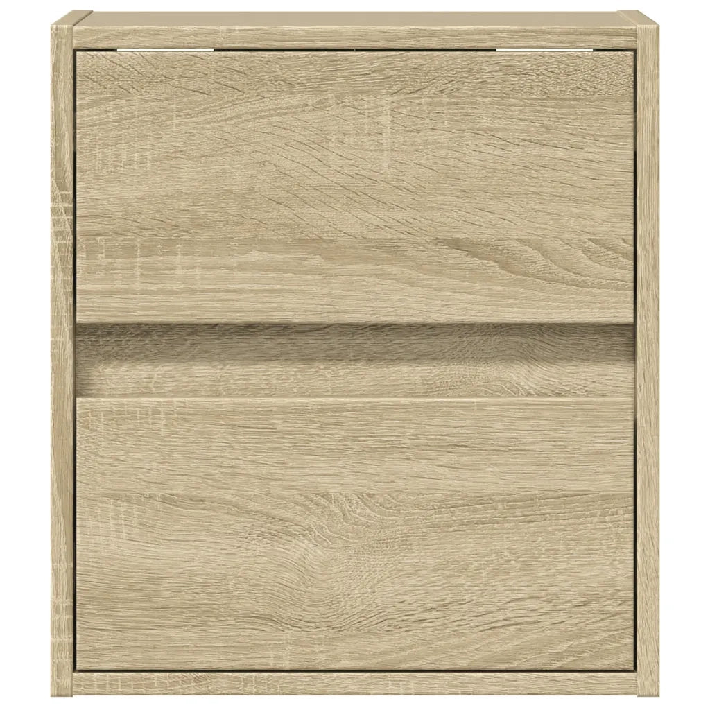 vidaXL Comodini a Parete con luci LED 2 pz Rovere Sonoma