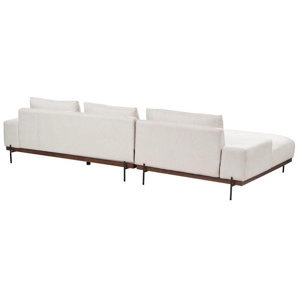 Divano in tessuto ad angolo retto Beige Tessuto Gambe in metallo 3 posti Stile minimalista