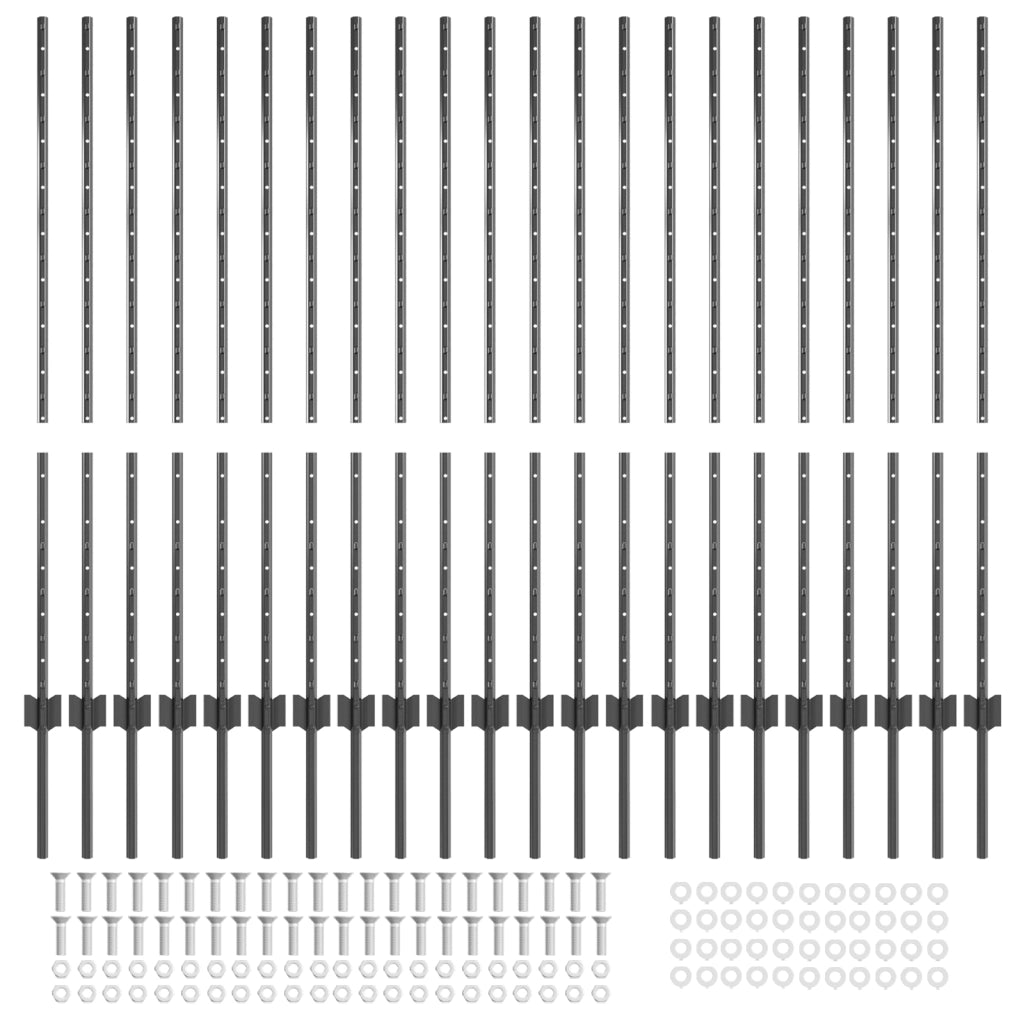 Pali per Recinzione 44 pcs U-Channel Grigio 160 cm Acciaio