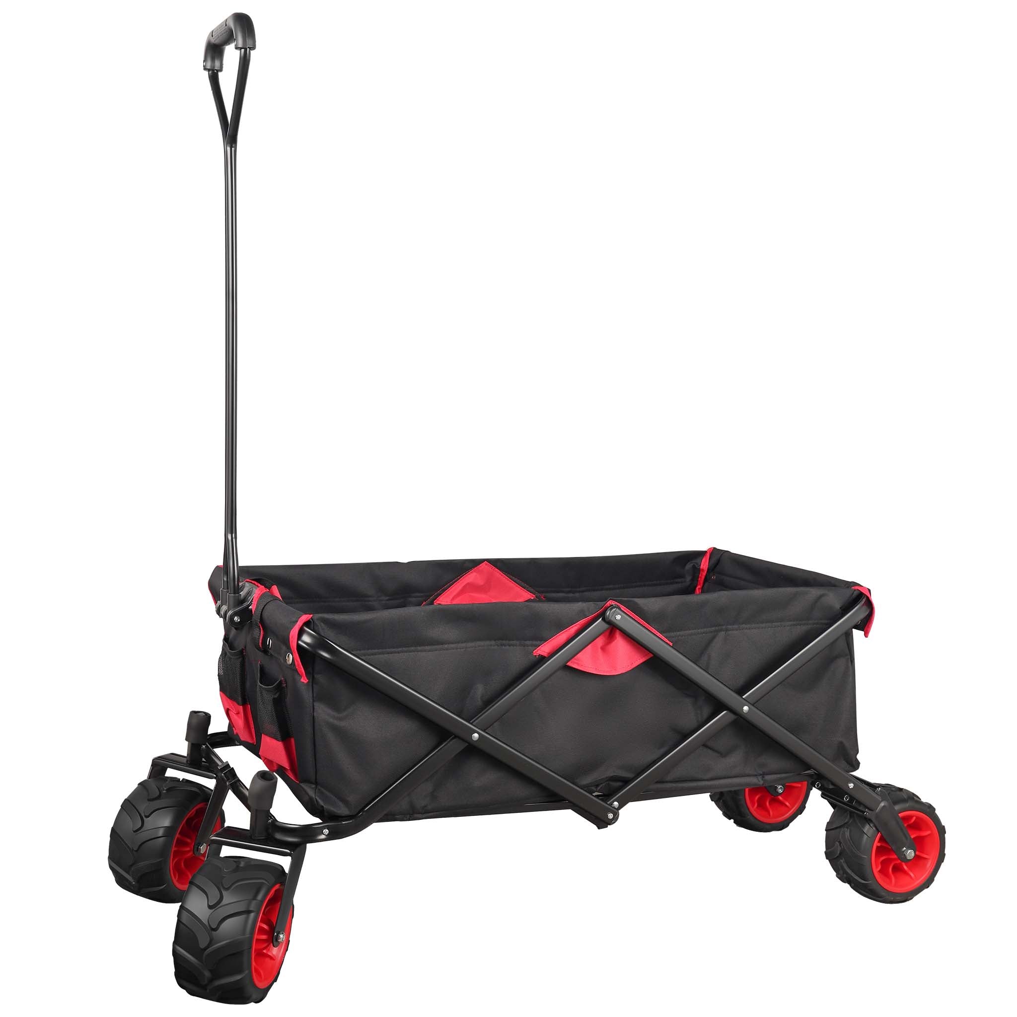 Carretto a mano pieghevole, max 80 kg, tessuto impermeabile rosso-nero, Carrello