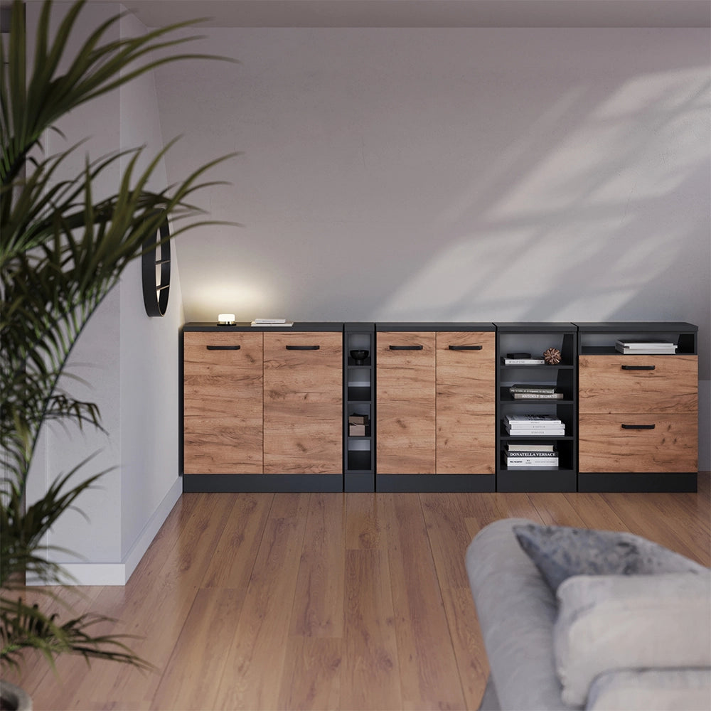 Mobile sottotetto Rion Rovere dorato/Antracite 60 x 83.8 cm con 2 cassetti, carcassa 60 cm profondità Vicco