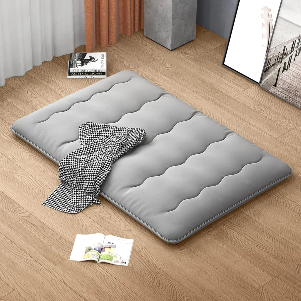 Materasso da pavimento 140 x 200 cm, Futon giapponese pieghevole, con borsa per il trasporto e fodera rimovibile, per camera degli ospiti, camera da letto