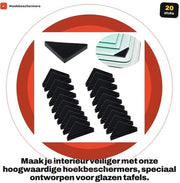 Corrimani per angoli - 20 pezzi - Doppia ghiera a vite - Nero plastica - Protezione vetro/specchio - Riciclabile - Protezione angoli