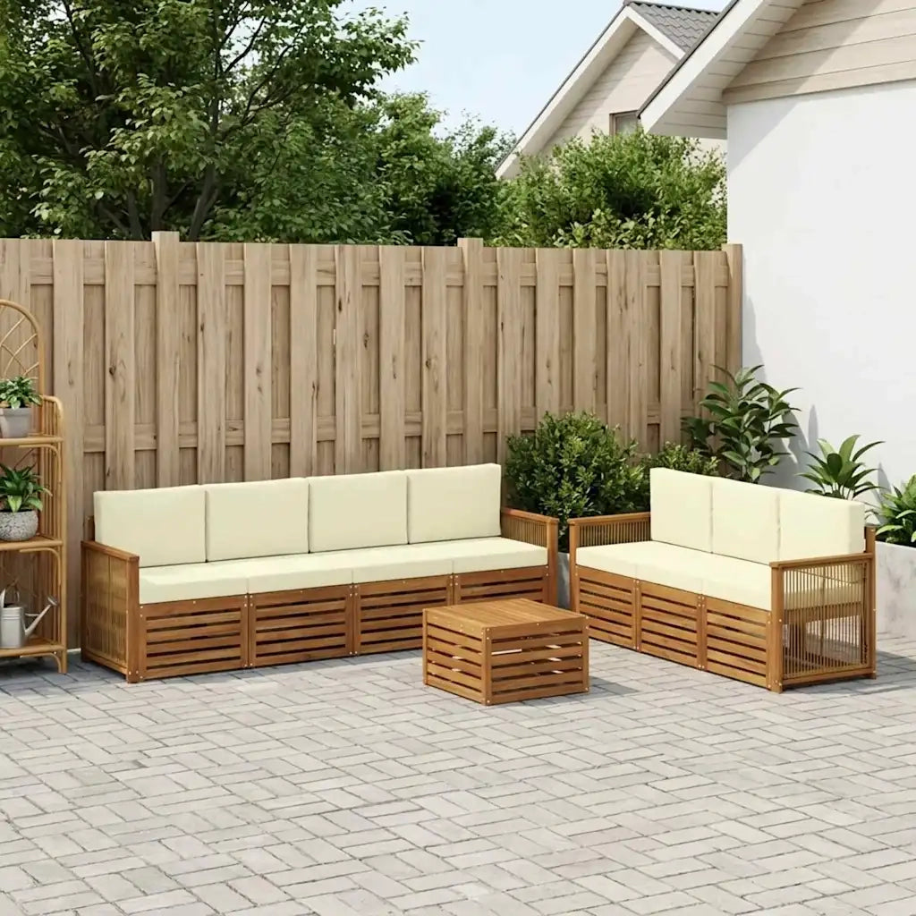 Set divani con cuscino 8 pcs Legno di Acacia Massello