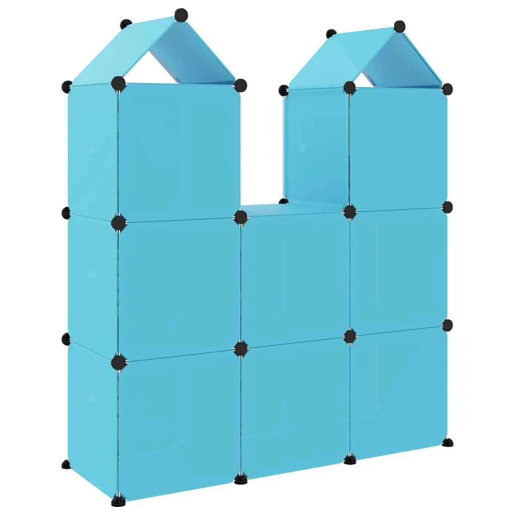 Scaffale Portaoggetti per Bambini con 8 Cubi Blu in PP CFW2584249