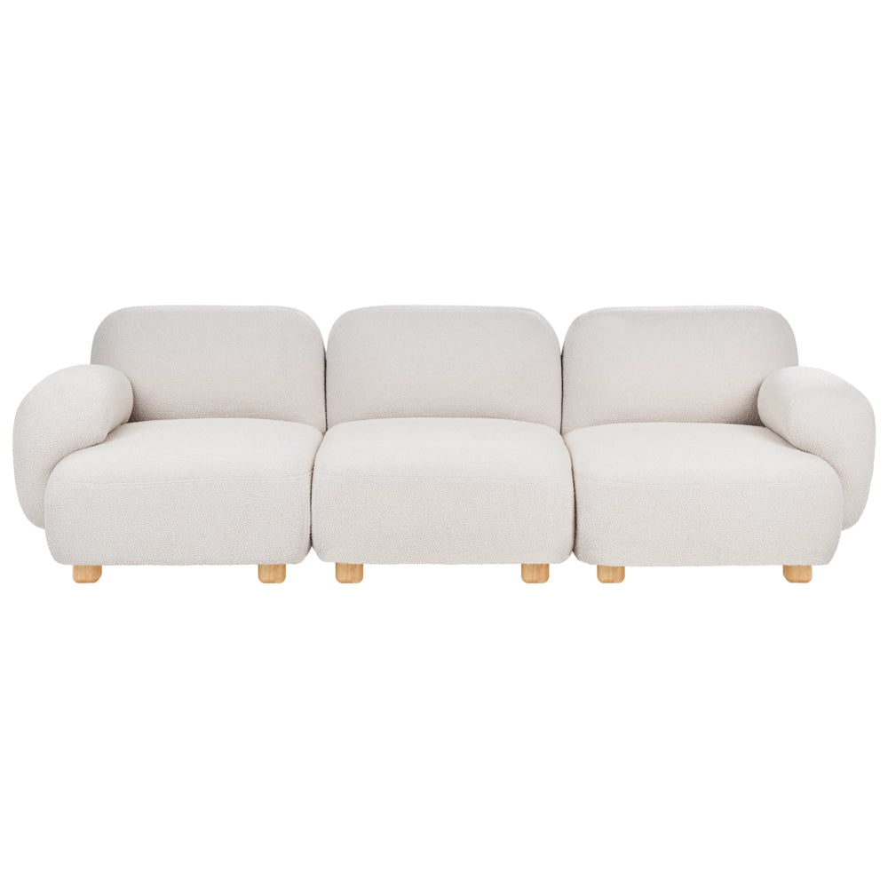 Divano componibile a 3 posti in tessuto due moduli angolari gambe in legno bianco sporco stile moderno