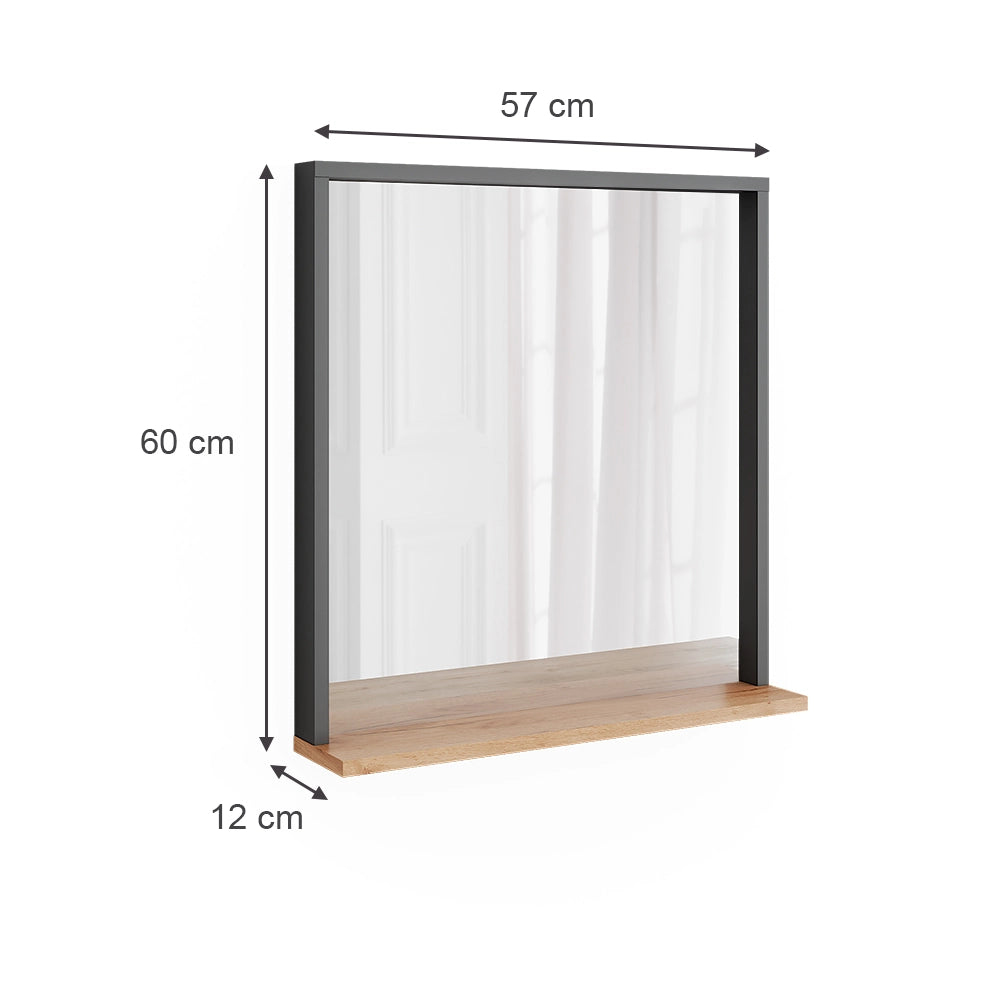 Vicco Guardaroba da ingresso Antracite/quercia dorata 57 x 60 cm con specchio