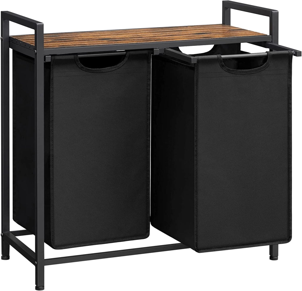 MOBILE BAGNO Valora Cestino Rustico Marrone MDF Telaio in Acciaio