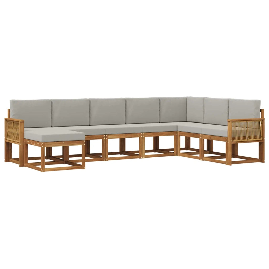 Set di divani da esterno 8 pz Naturale e Grigio Chiaro 3385457