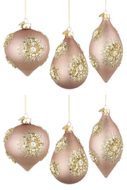 Pendagli Palline di Natale Vetro Rosa Paillettes Oro Decorazioni Addobbi Albero