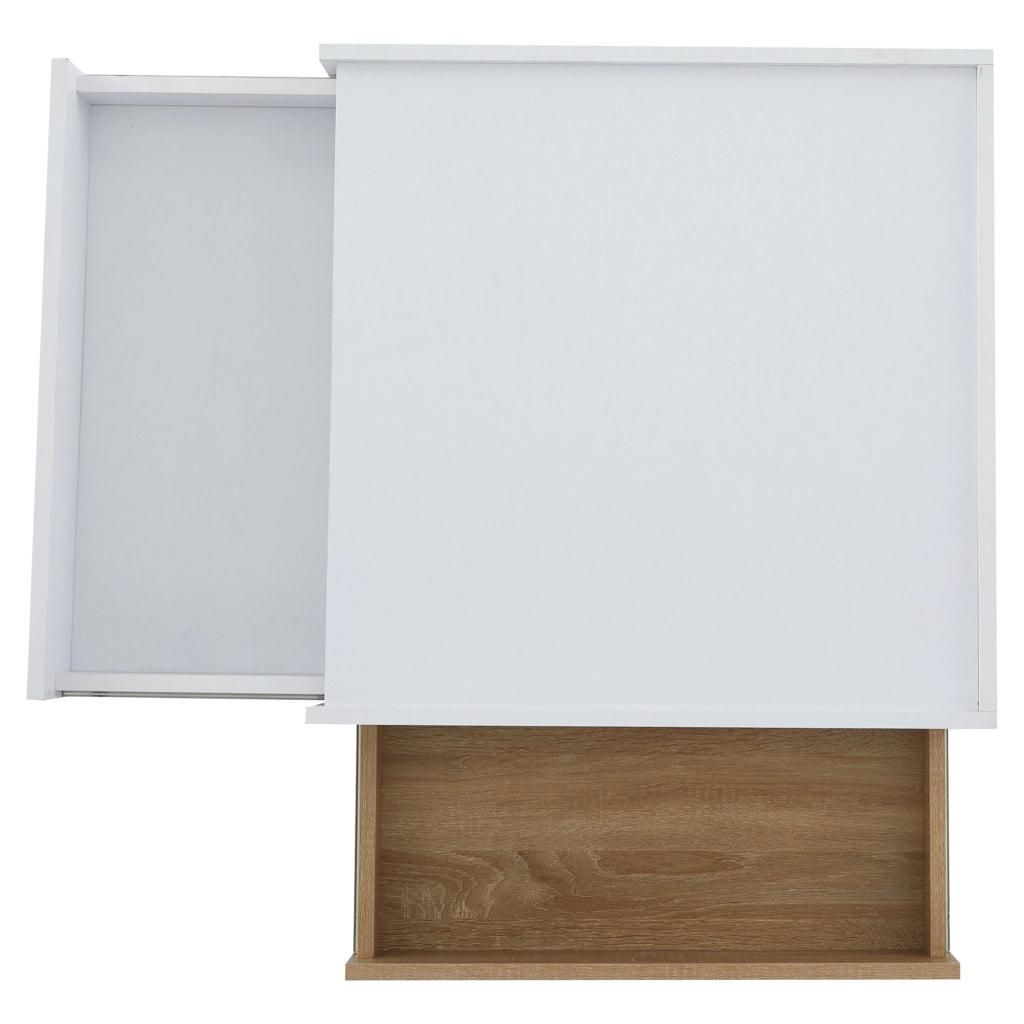 Tavolino da caffè con 2 cassetti e piano girevole 360° per soggiorno 60×60×38 cm