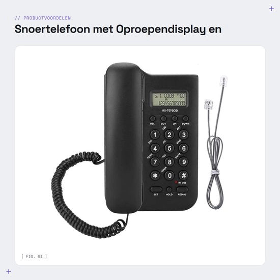 Telefono Desktop con Display di Chiamata - Montaggio a Parete - Sistema FSK/DTMF - Risparmio Energetico