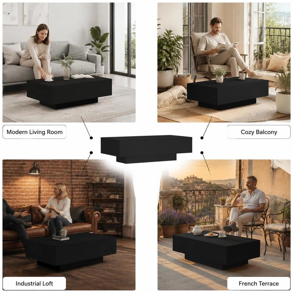 Coffee Table Black 100x49.5x31 Cm Wood Material