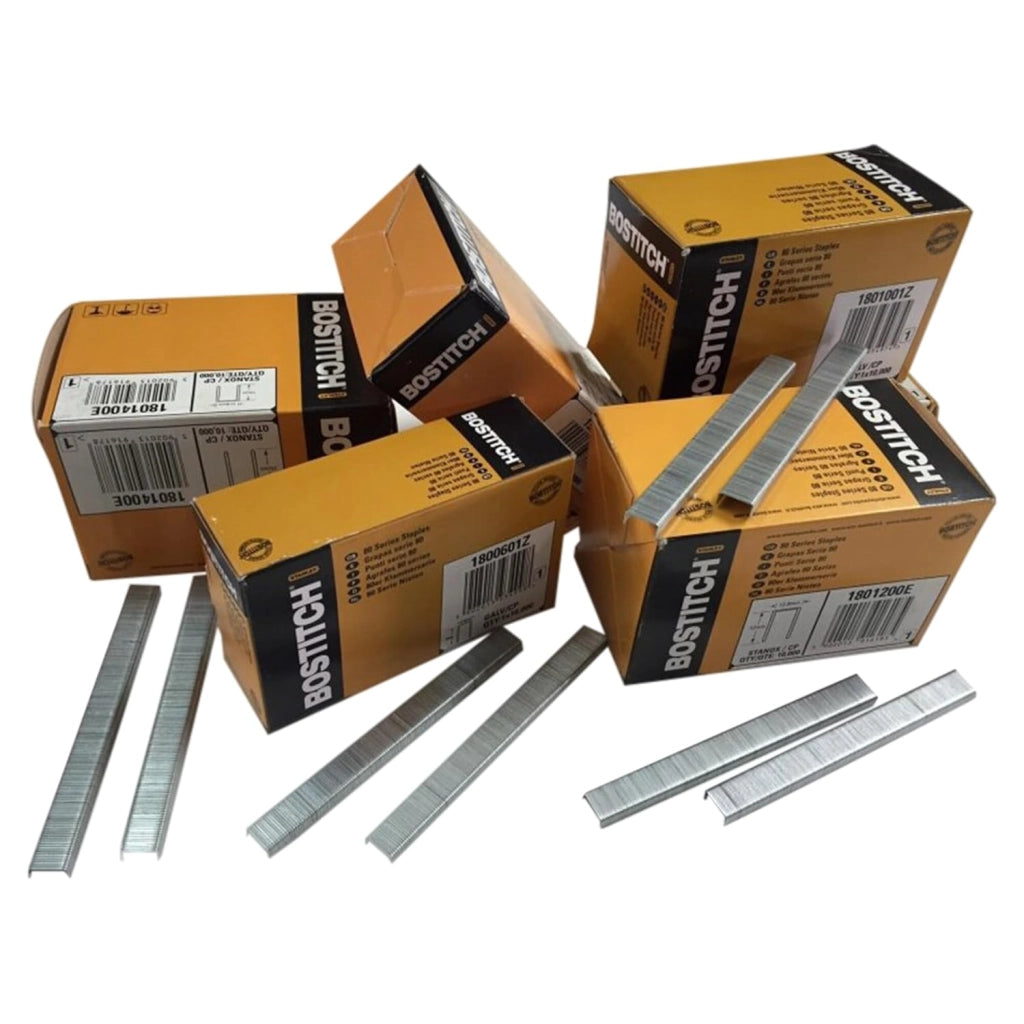 Bostitch Stanley Serie 80 Graffe, 12.8mm Corona, Ferro Zincato 10mm - Scatola di Punti Metallici - Durabili ed Efficienti