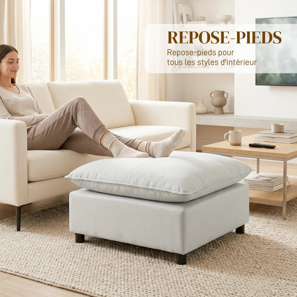 Puff salotto quadrato con piedi plastica ¨C zephmum ¨C 75x75x40 cm grigio