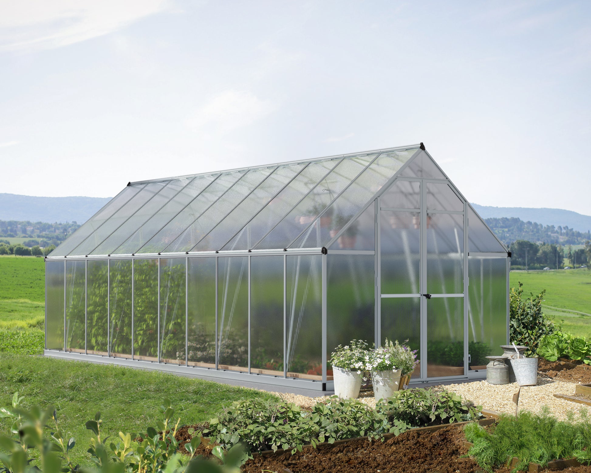 Canopia Essence Doppio Strato Serra Da Giardino in Policarbonato 607X244X229 cm  Argento