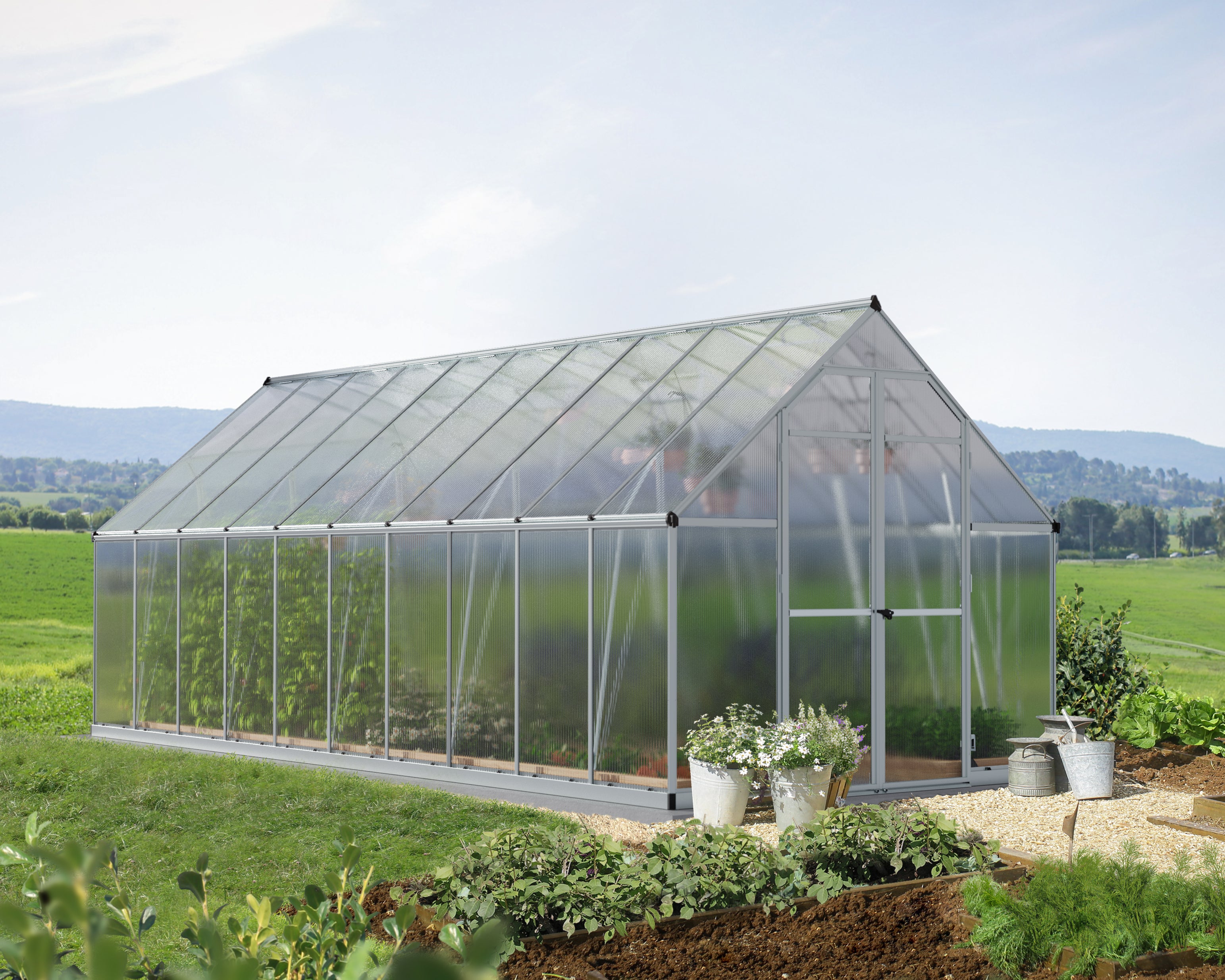 Canopia Essence Doppio Strato Serra Da Giardino in Policarbonato 607X244X229 cm  Argento