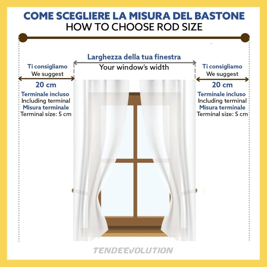 Bastone Tenda in Legno di Alta Qualità, diametro 35 mm a strappo colore muffato terminale old lunghezza 200 CM