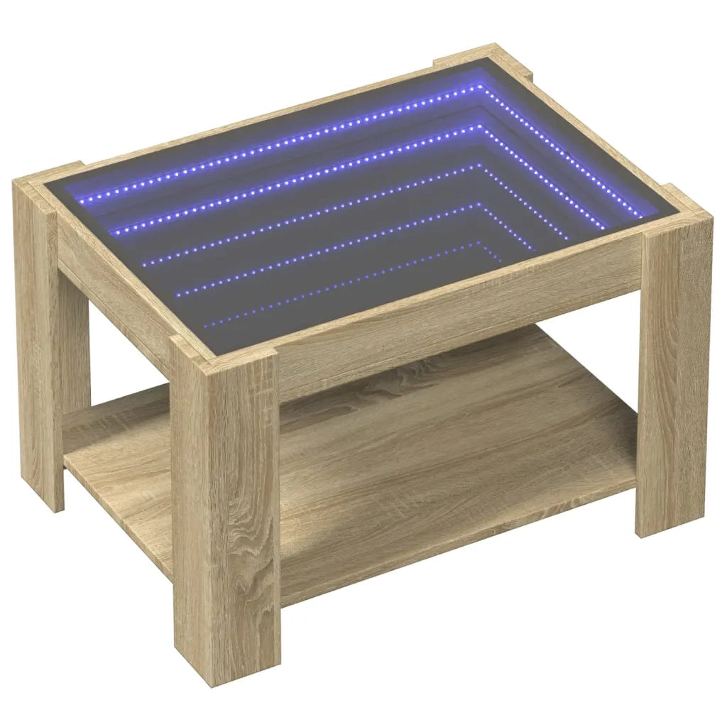 Tavolino salotto | Tavolino da caff¨¨ | Tavolino da Soggiorno con LED Rovere Sonoma 73x53x45 cm Multistrato
