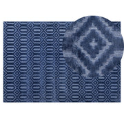Tappeto Blu Viscosa 140 x 200 cm Motivo Geometrico Tessuto a Mano Flatweave