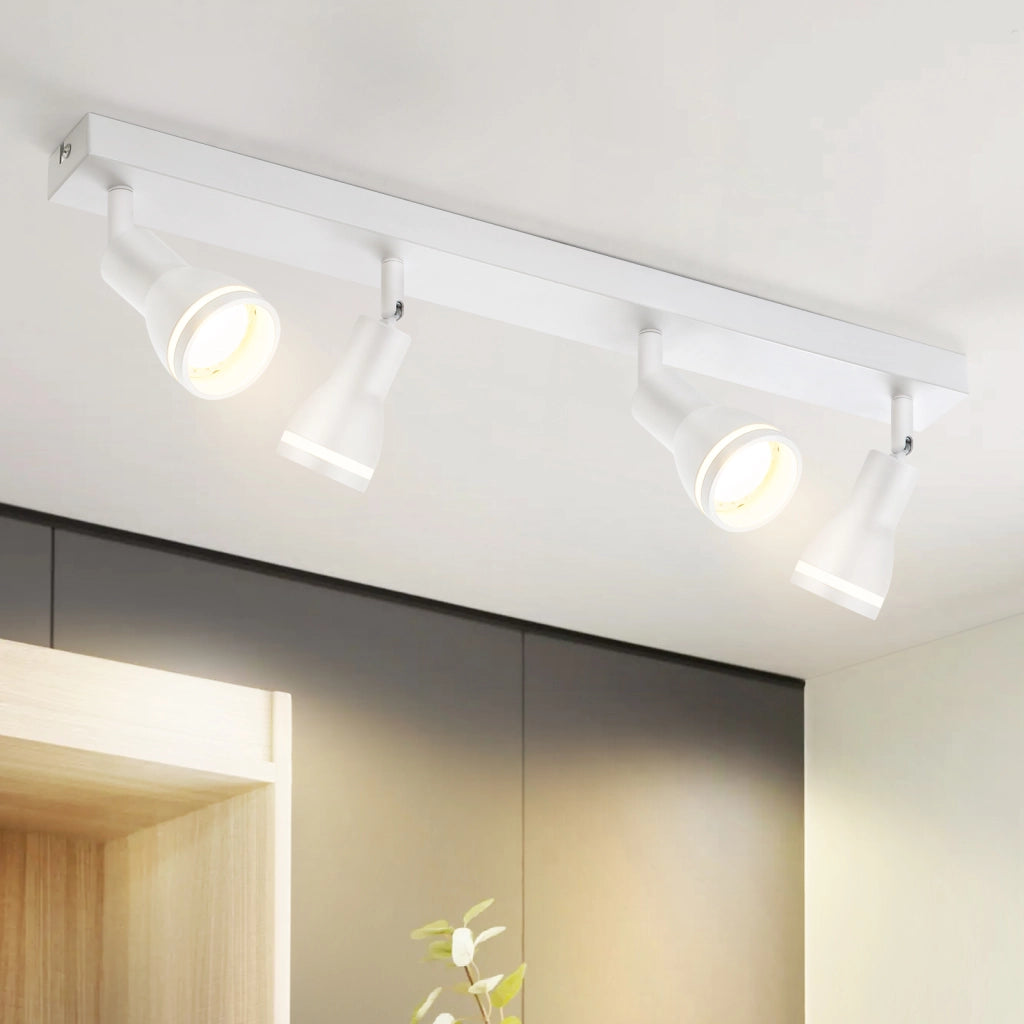 ZMH Faretto da soffitto bianchi 4 luci GU10 metallo orientabili per cucina ufficio soggiorno senza lampadina