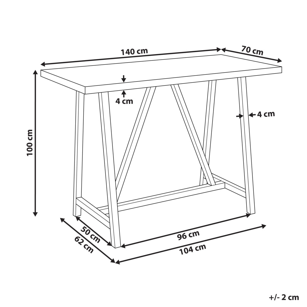 Tavolo da giardino in cemento grigio 140 x 70 cm gambe in legno industriale tradizionale giardino all'aperto per patio