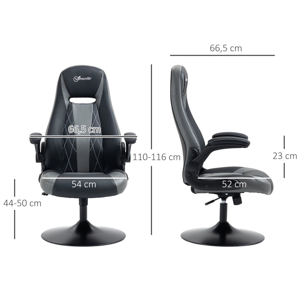 Sedia da gaming ergonomica ¨C zephmum ¨C base rotante metallo, schienale e braccioli regolabili, grigio nero