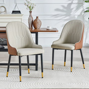 SEDIA da pranzo Set da 2 pezzi 91 cm PU Marrone e Nero schienale a fulmine