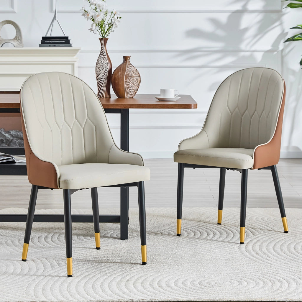 SEDIA da pranzo Set da 2 pezzi 91 cm PU Marrone e Nero schienale a fulmine