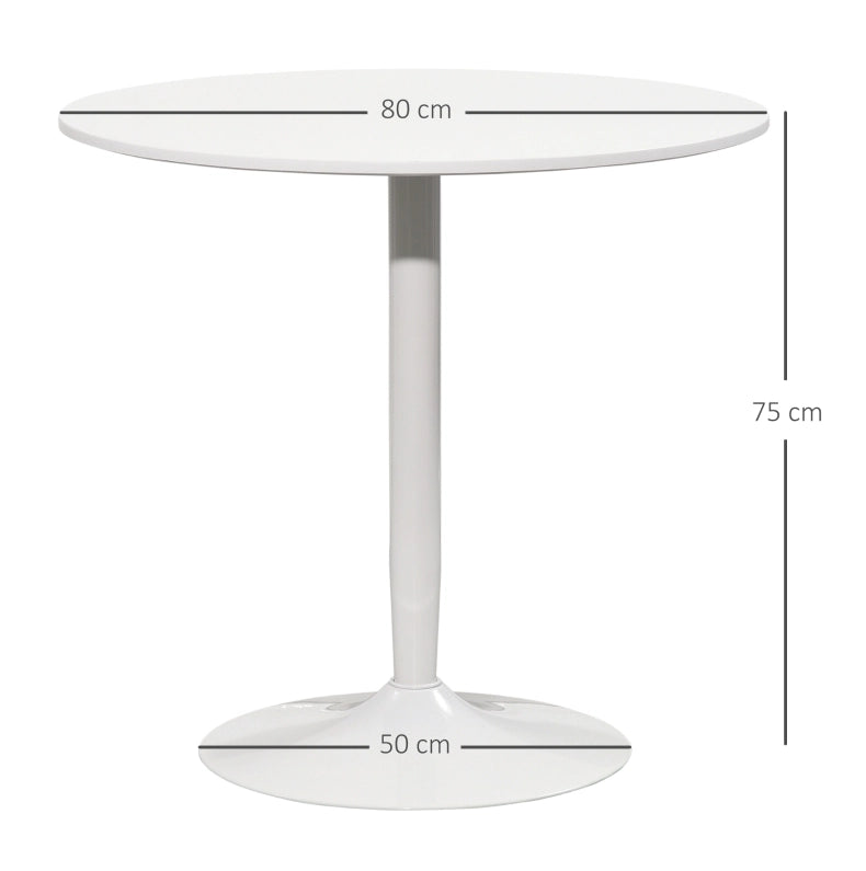 Tavolo da pranzo rotondo ULEVR ?80x75 cm in MDF e acciaio, bianco
