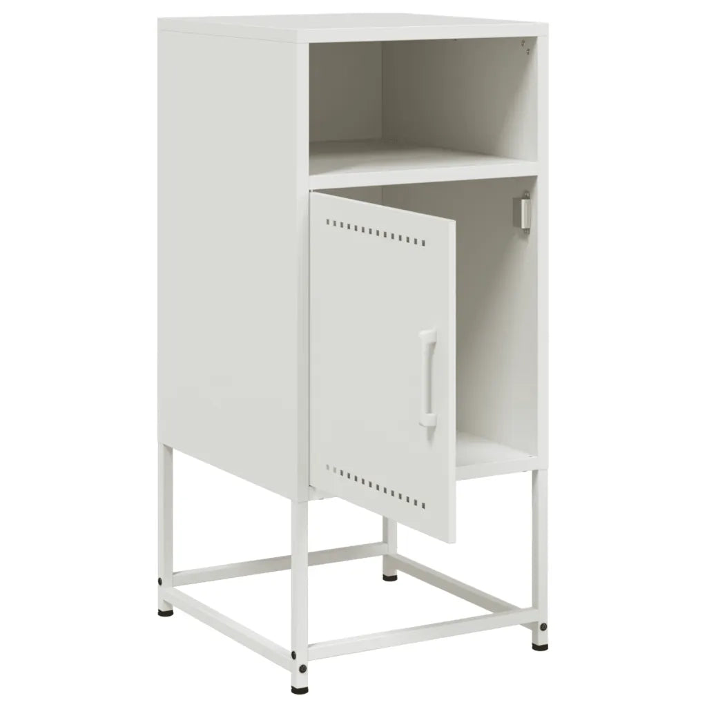 Comodini 2 pz-Set di 2 Tavolino da notte Bianchi 36x39x78 cm in Acciaio 462576