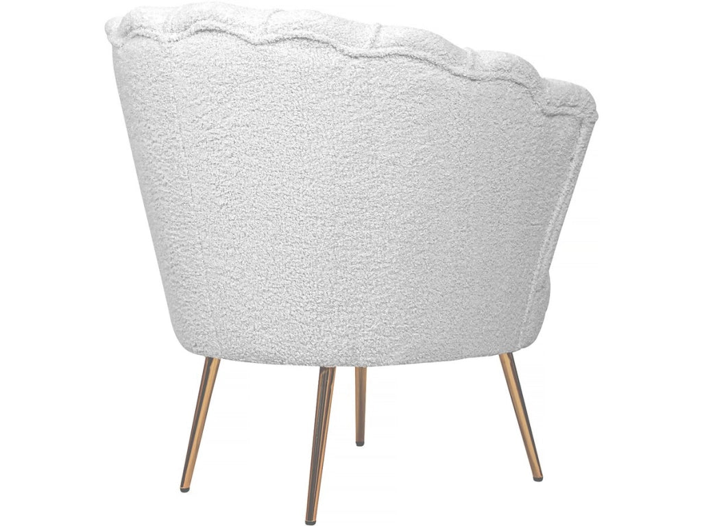 Poltrona "Floria" in velluto - 75 x 68 x 77,5 cm - Bianco