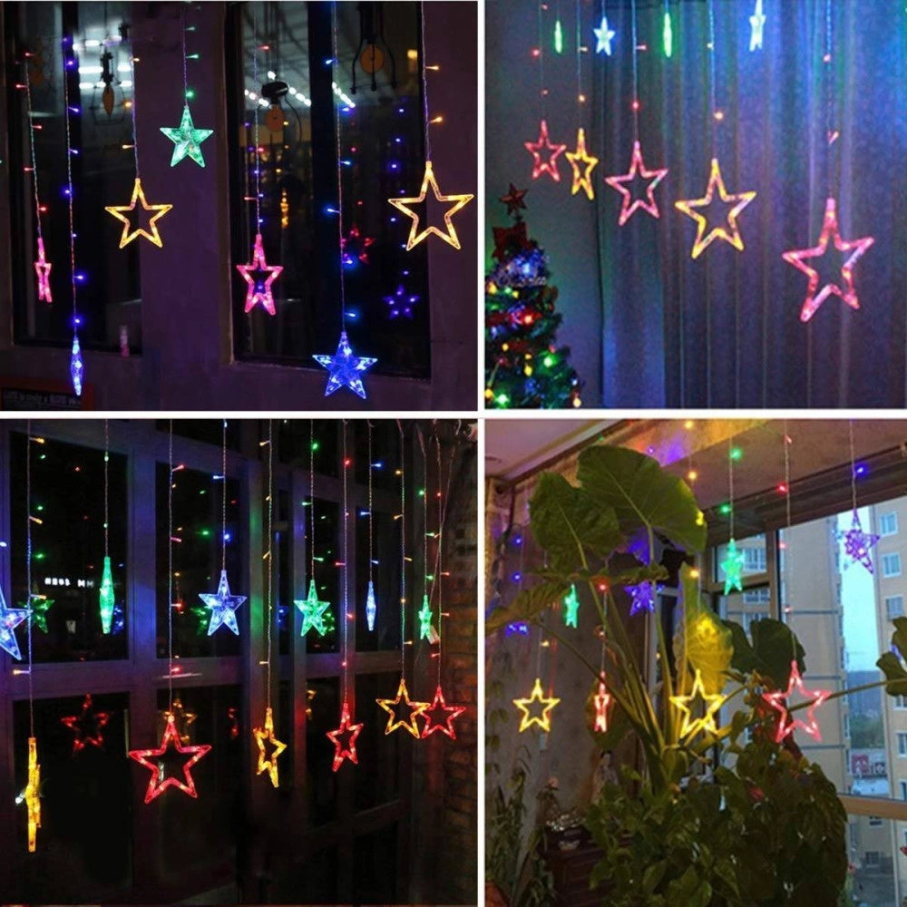 Trade Shop - Tenda Luminosa Natalizia 140led Con Stelle Colorate Rgb 2mt Esterno Prolungabile -