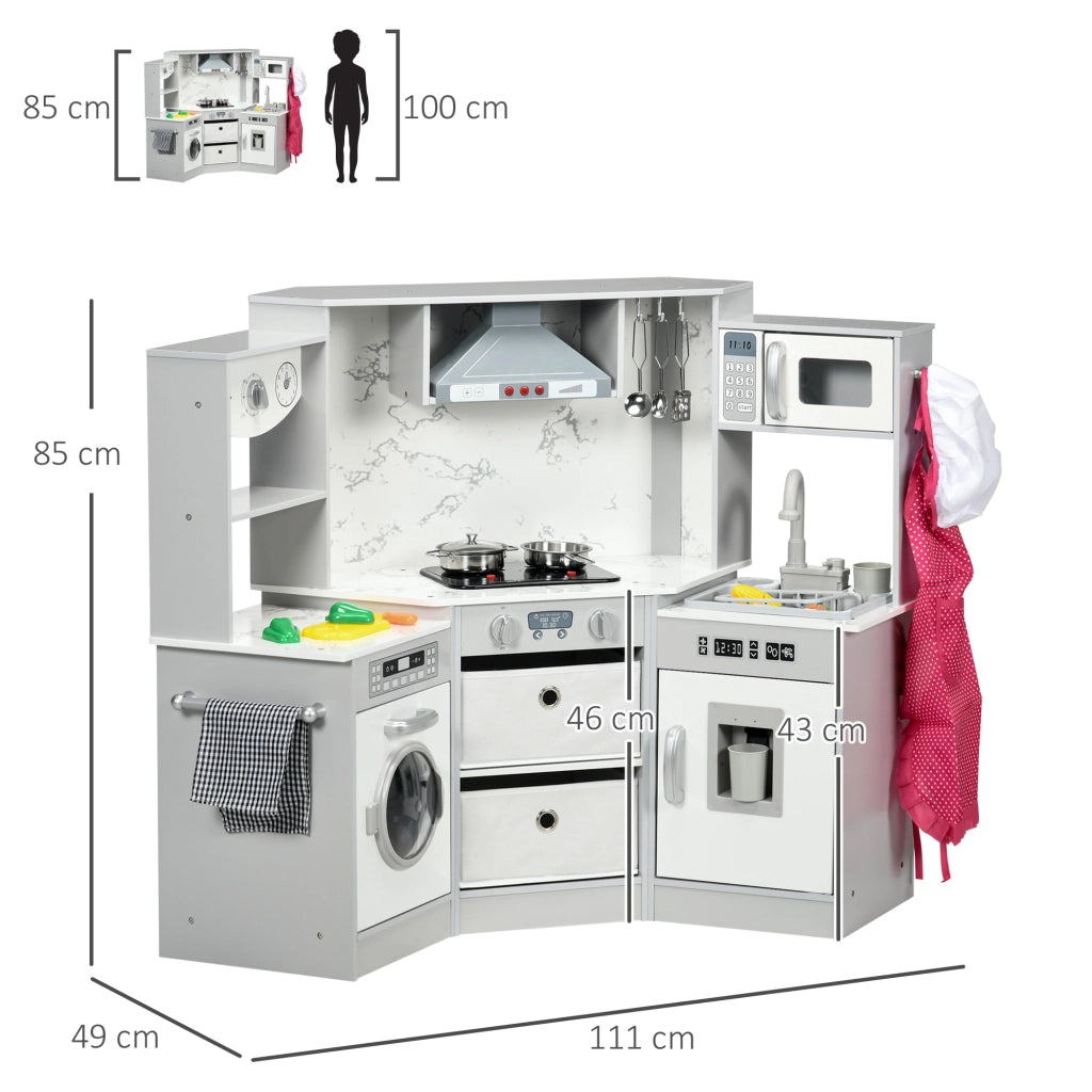 Casetta in Legno per Bambini con Cucina e Accessori ¨C zephmum ¨C Grigio Bianco