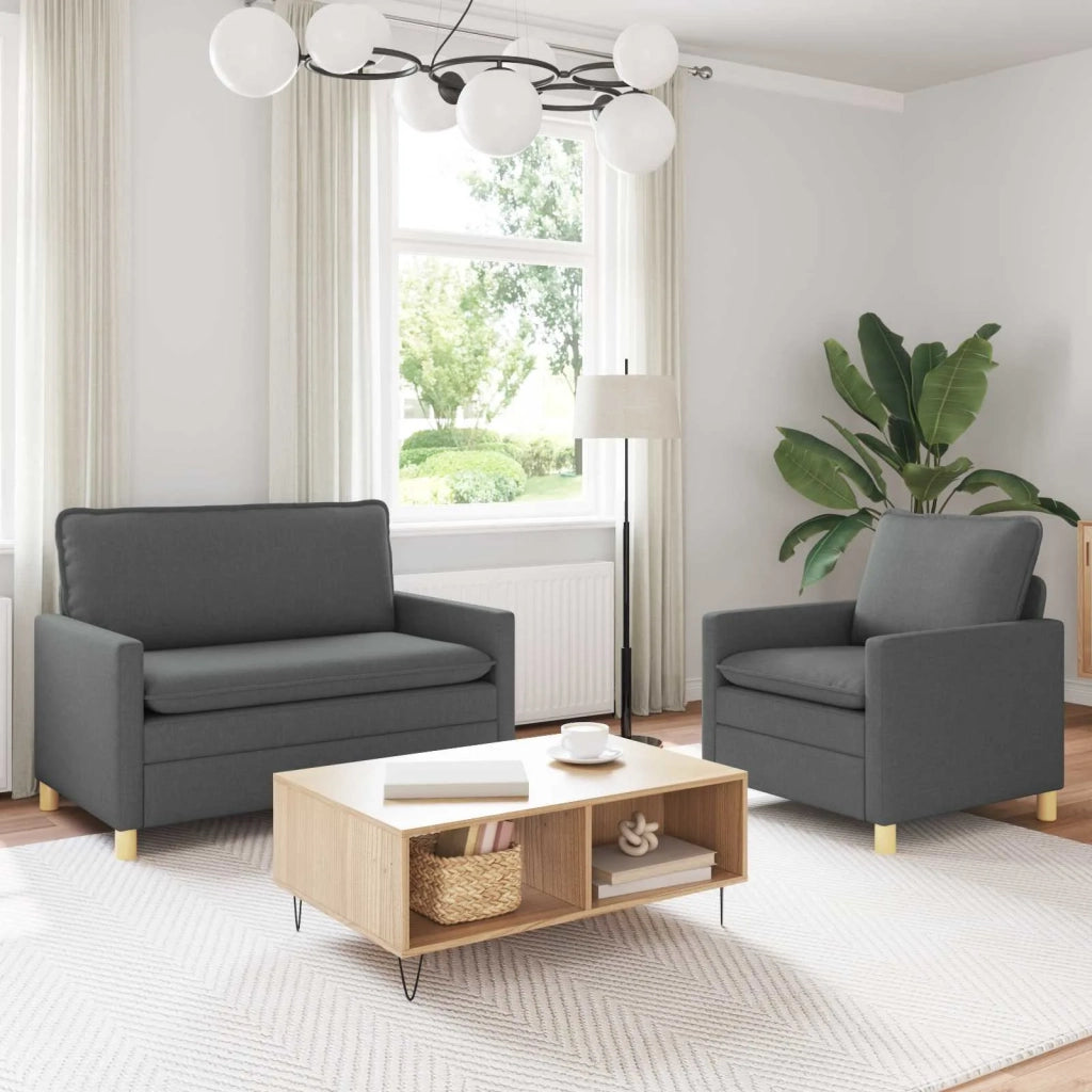 Set di divani 2 pz Grigio Scuro Tessuto 3417018