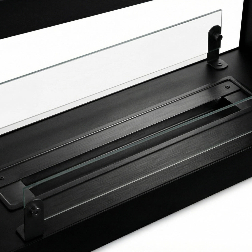 Massenzio - Camino a Bioetanolo da Incasso Bifacciale 90x55x30 cm con Bruciatore 2,3 Litri  Nero