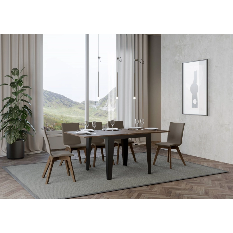 Tavolo apribile 90x90/180 cm Flame Libra telaio Antracite - Noce