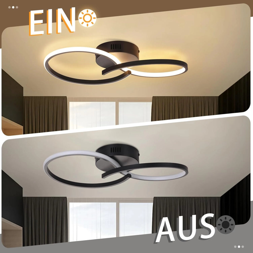 ZMH Lampada da soffitto plafoniera LED moderna nera 12W 3000K per soggiorno corridoio