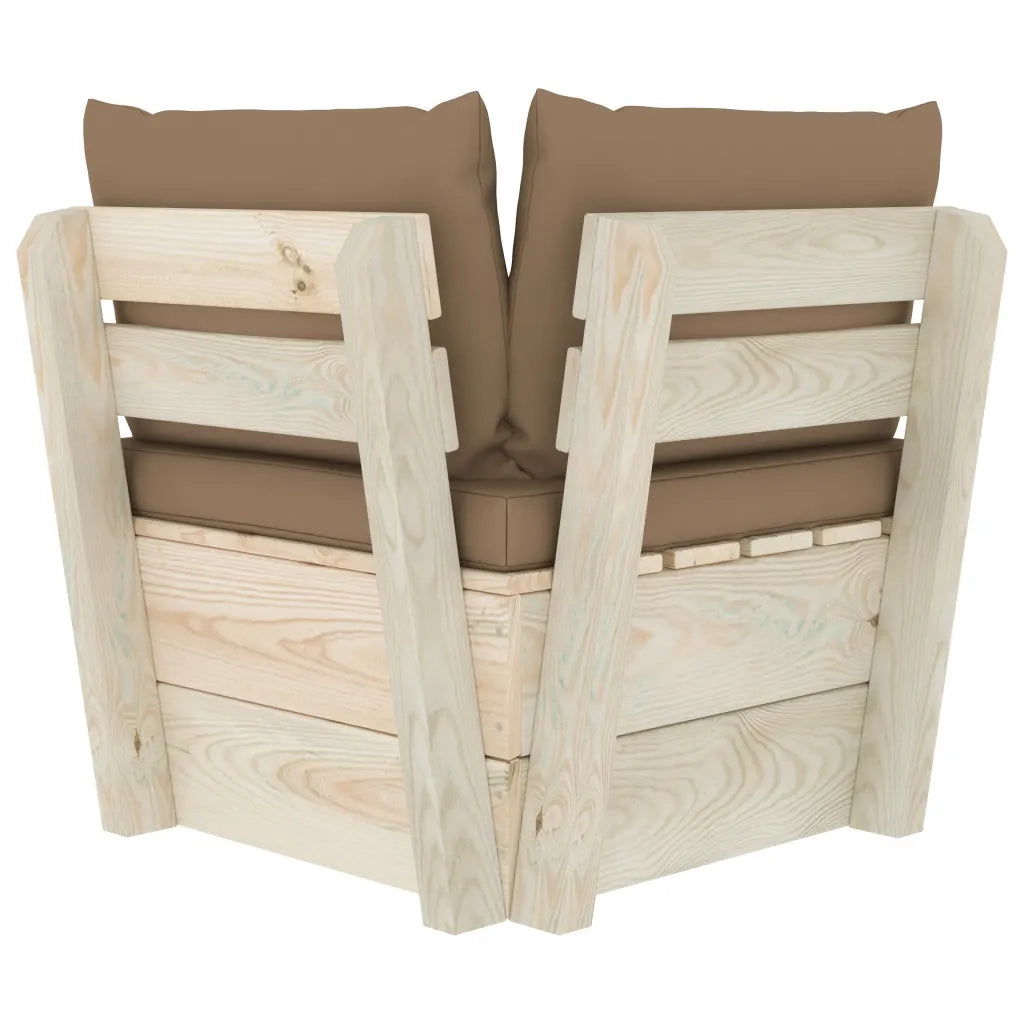 Divano Angolare da Giardino su Pallet e Cuscini-Sofa da Giardino-Divanetto da esterno Legno di Abete 417025
