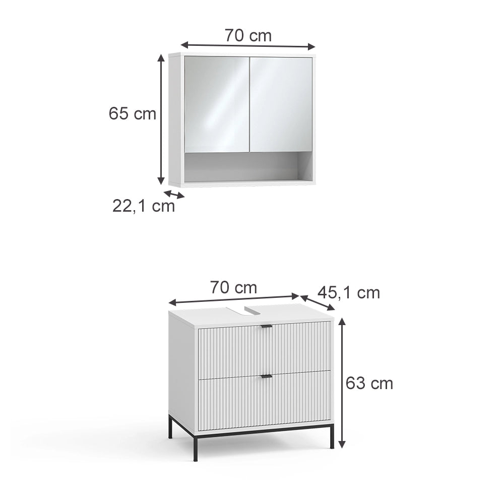 Vicco Set di mobili da bagno Bianco 2 parti
