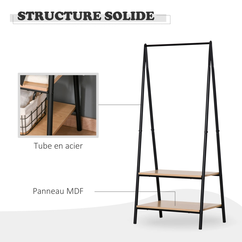 Portant ¨¤ v¨ºtements triangolare ¨C zephmum ¨C MDF legno chiaro acciaio nero 64x43x149 cm
