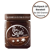 Pan di stelle crema spalmabile alle nocciole con granella di biscotto multipack 10 barattoli da 330 gr ciascuno