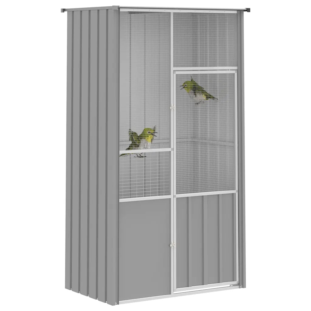 Gabbia per Uccelli Grigia 115x78x200 cm in Acciaio Zincato 172343