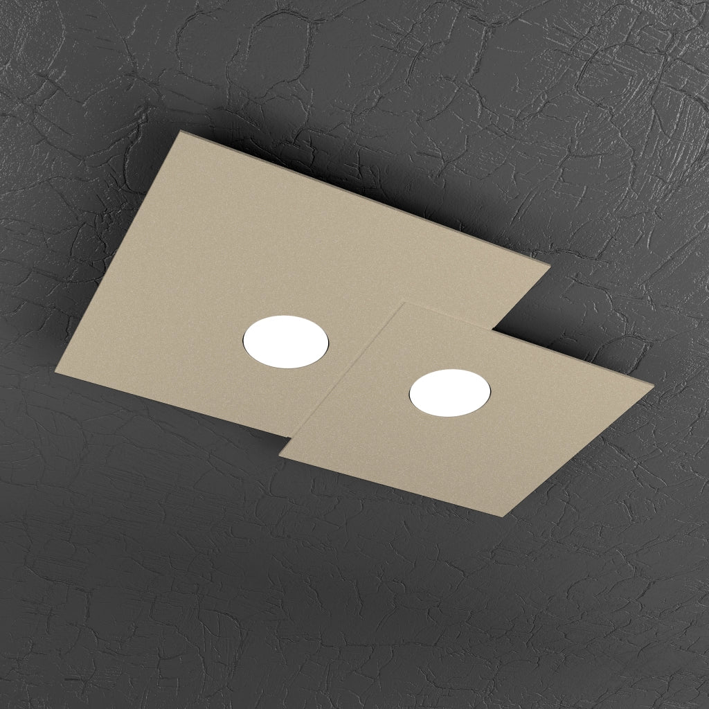 Toplight Plafoniera da soffitto quadrata 2 luci Plate con attacco GX53, struttura colore sabbia, design moderno 50x35x3cm