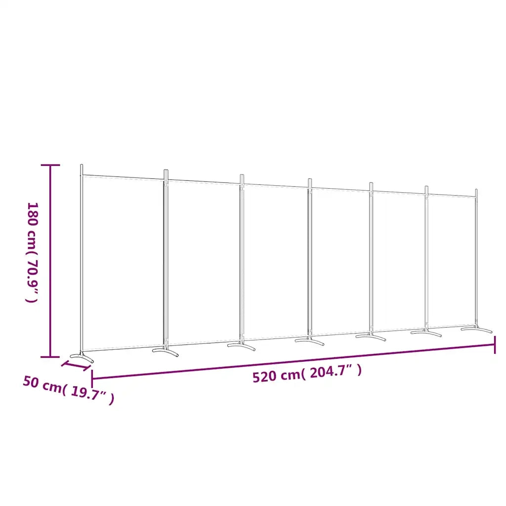 Divisorio a 6 Pannelli Marrone 520x180 cm in Tessuto 350271