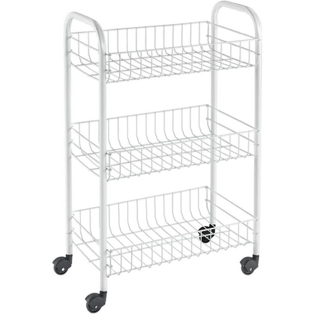 Trade Shop - Carrello In Metallo Da Bagno Portaoggetti 3 Ripiani Porta Oggetti Con Ruote 52531 -
