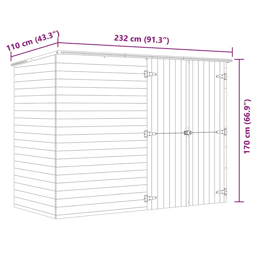 Capanno Giardino per Biciclette 232x110x170 cm Pino Impregnato cod mxl 52176