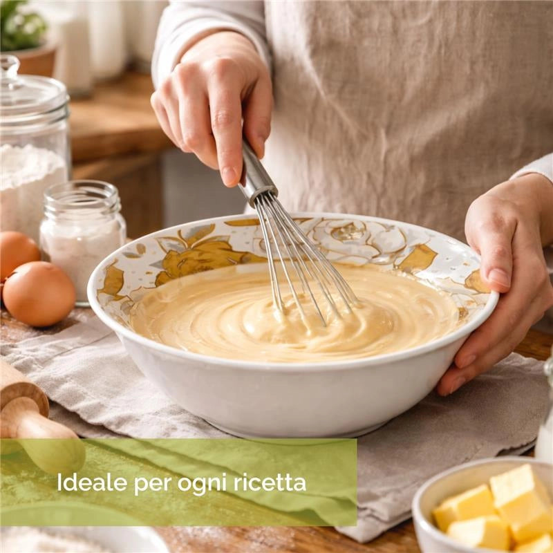 MA MAISON INSALATIERA IN PORCELLANA 22,5 CM DECORATA, CIOTOLA PER INSALATA E TAVOLA, CON MOTIVO FLOREALE ORO