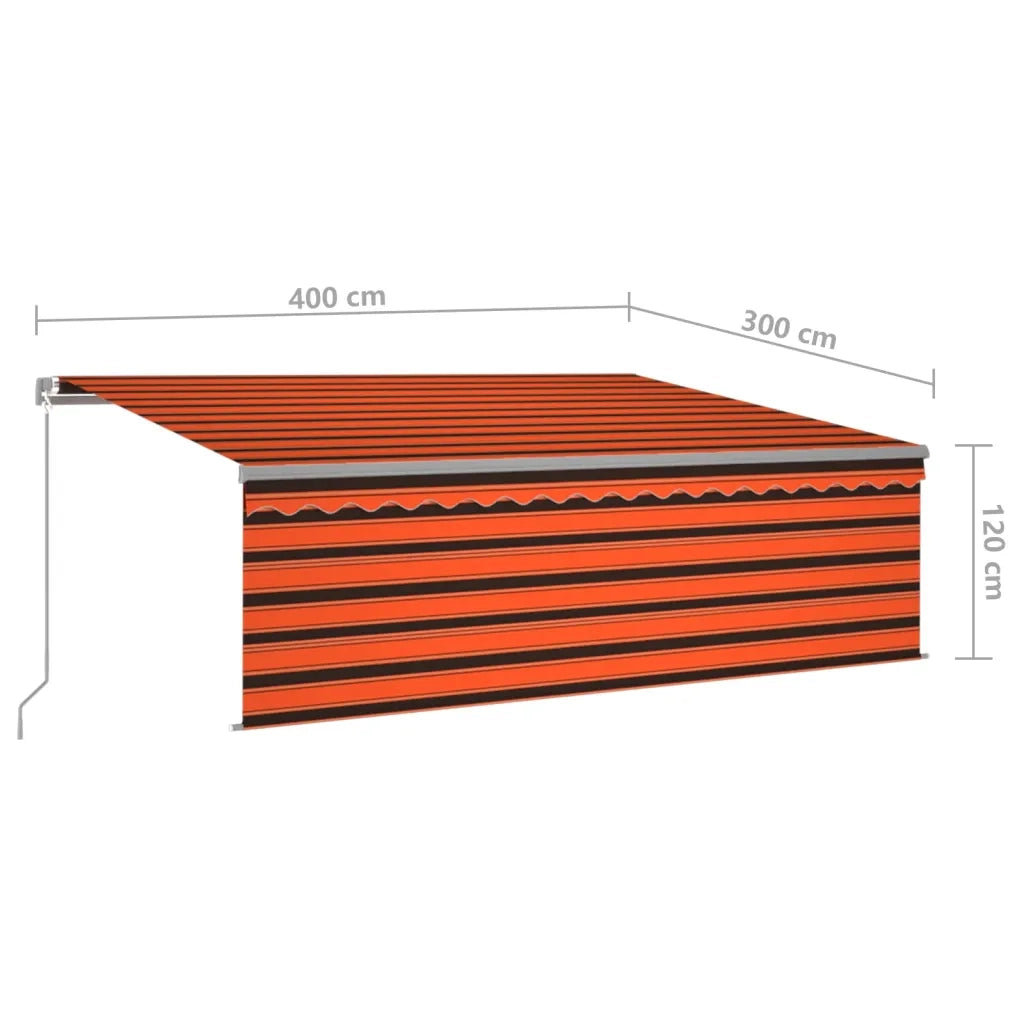 Tenda Sole Retrattile Manuale Parasole LED 4x3m Arancio Marrone 3069425
